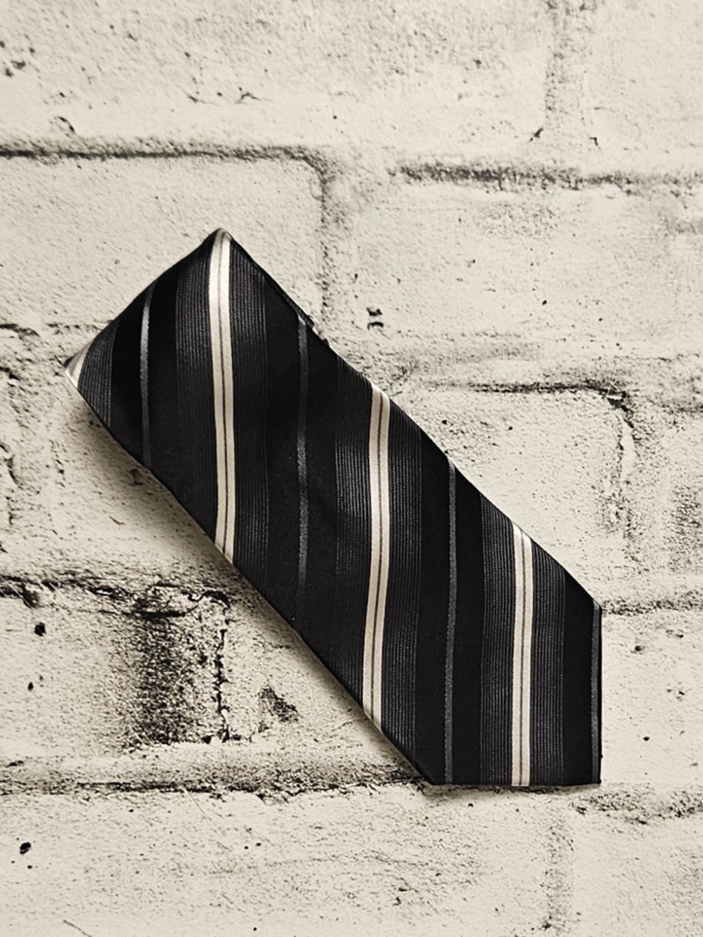Sean John Silk Tie Black Gray Diagonal Stripe Classic Business